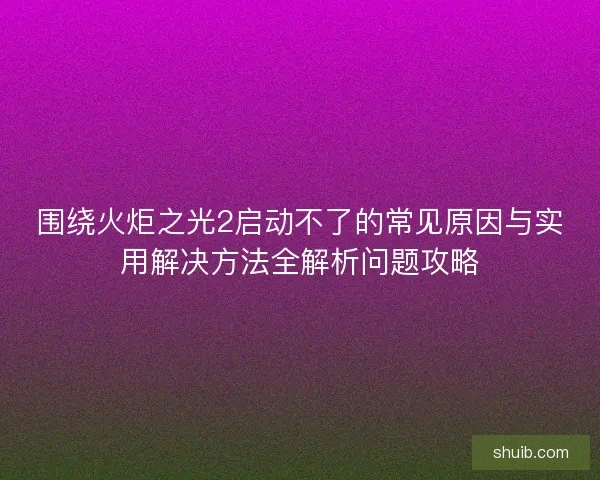 围绕火炬之光2启动不了的常见原因与实用解决方法全解析问题攻略