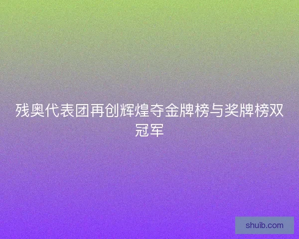残奥代表团再创辉煌夺金牌榜与奖牌榜双冠军